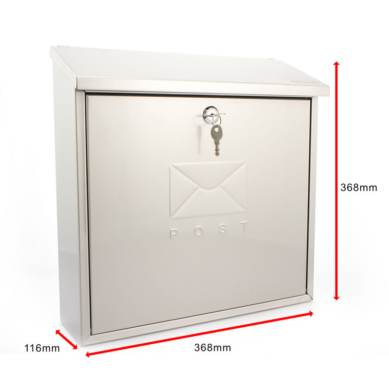 Contemporary Wall Mounted Reverse Mounting Galvanised Steel Lockable Weatherproof Post Box - 36x36x11cm