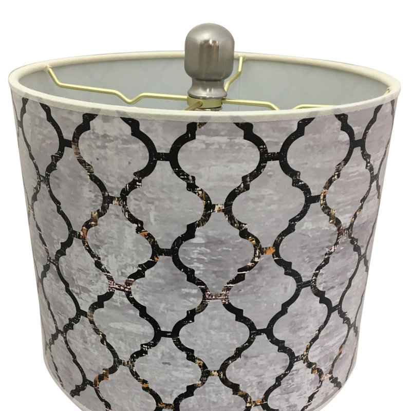 Lampe de table 28" marocain tile Meyerson, Nickel brossé, Crème