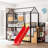 Twin Over Twin Metal Bunk Bed, Metal Housebed With Slide And Storage Stair-280607306