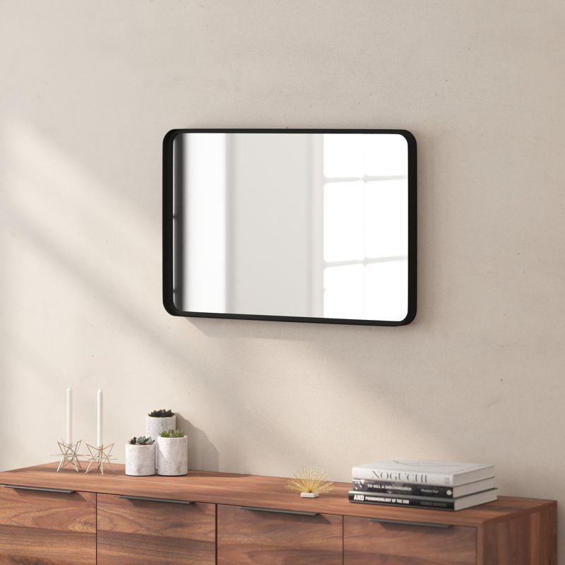 Metal Rectangle Wall Mirror, Black