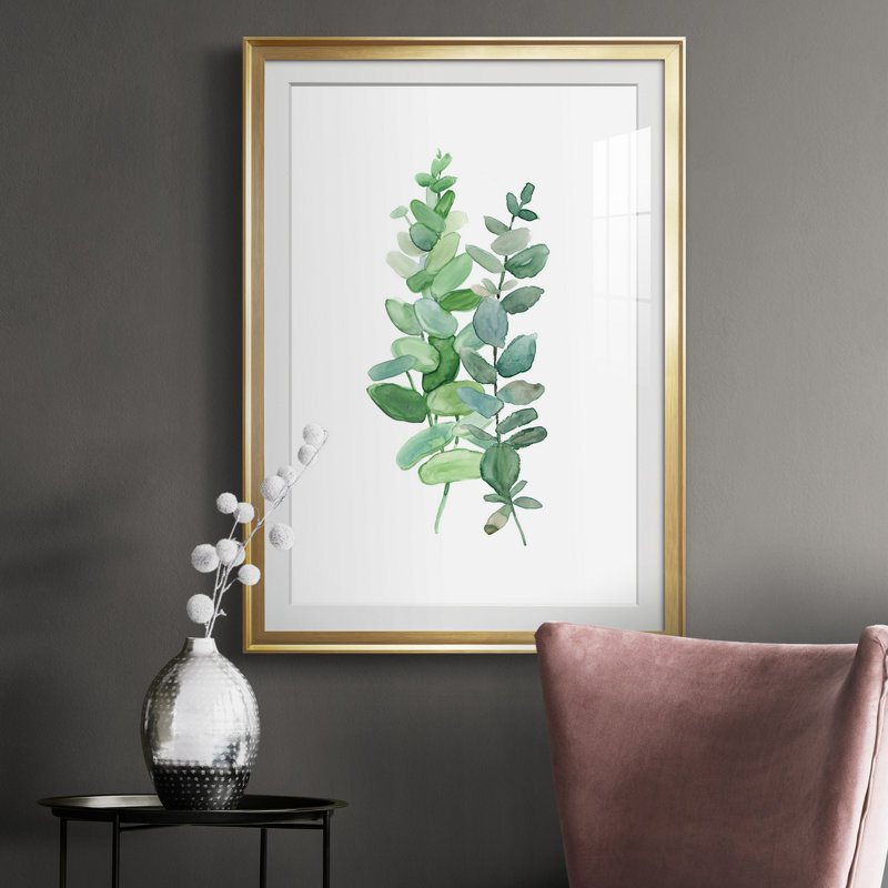 Eucalyptus II - Peinture sur toile encadrée, Or, H 30,5 po x l 42,5 po x P 1,5 po