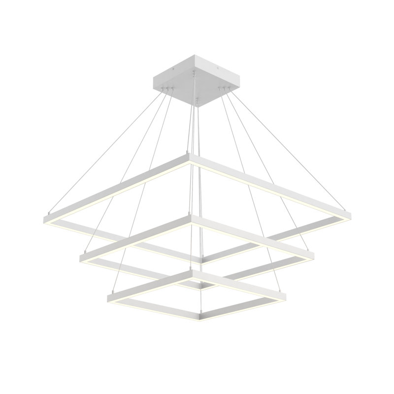 Piazza Rectilinear White LED Chandelier with Dual Illumination