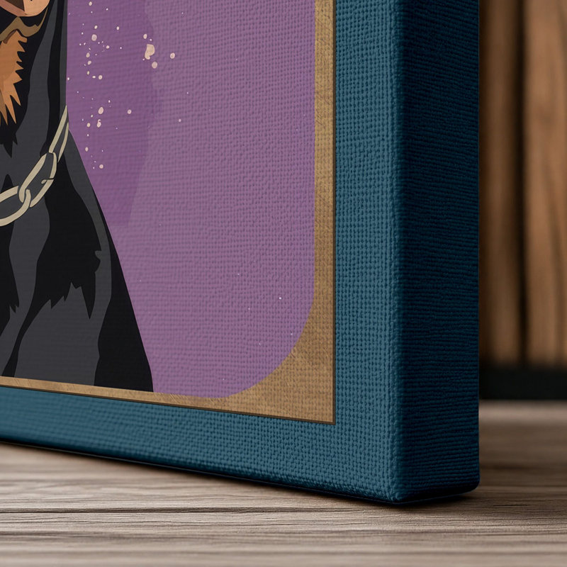 Noble Doberman Portrait Modern - Wrapped Canvas, 24x16 - 61.0 x 40.6 cm, Teal Border