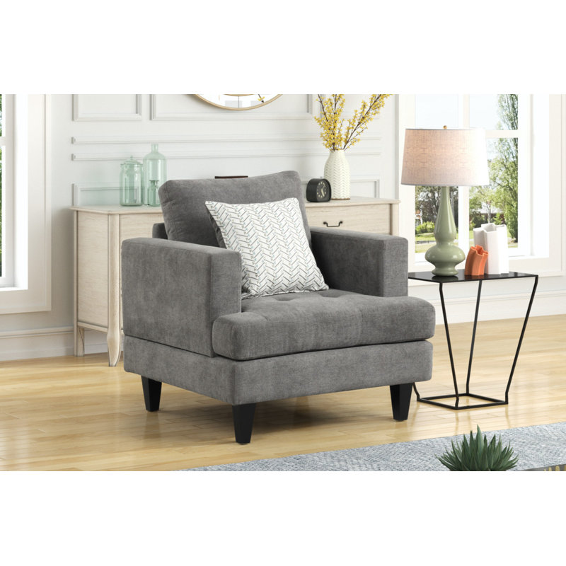 Chaise en chenille l 34,5 po avec coussin décoratif Borges