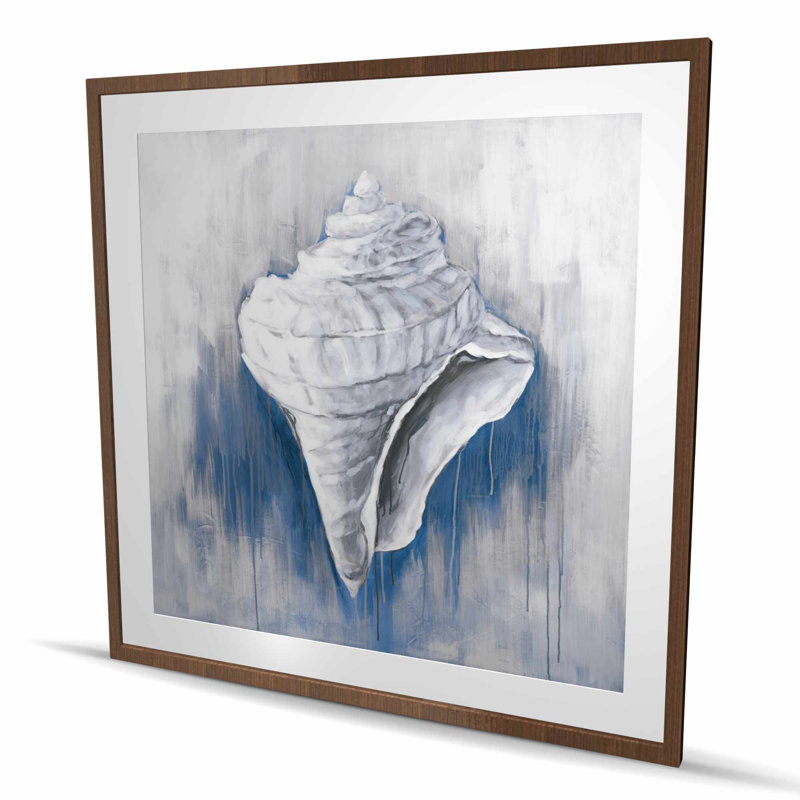 Blue Conical Shell - Classic Blue Sea, reproduction encadrée pour la décoration