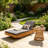 Acacia Wood Chaise Lounge with 2-Fold Thin Cushion - Outdoor Recliner with Water-Repellent Cushion, 79.6" L x 29" W, 300 lbs