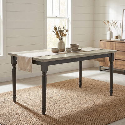 Io 60" Two Tone Solid Wood Farmhouse Dining Table
