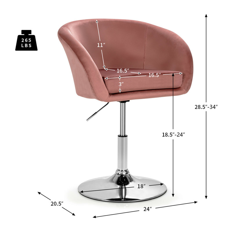Tabouret de bar pivotant rembourré, Rose