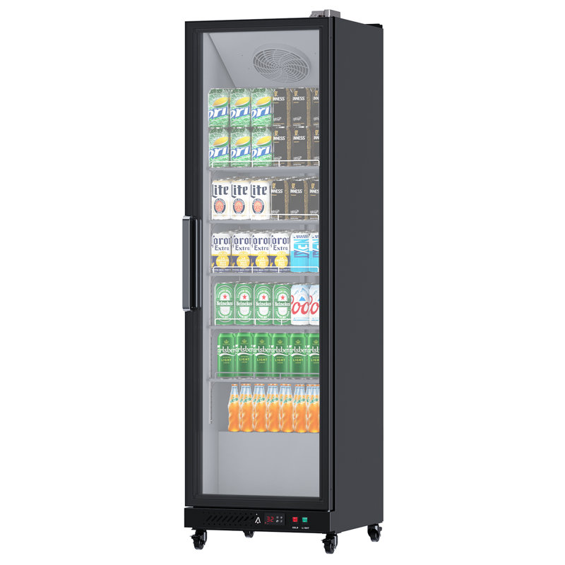 White 12.4 Cu.ft Commercial Beverage Display Refrigerator, Glass Door Drink Cooler with LED Light and Adjustable Shelves for Shop or Restaurant