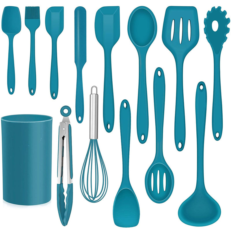 Ensemble de 14 ustensiles de cuisine en silicone, bleu