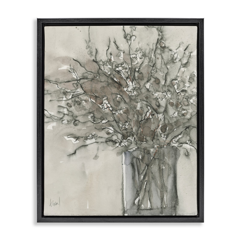 "Bouquet traditionnel", art mural encadré par Naomi Mccavitt, Cadre flottant noir de jais, H 21 po x l 17 po