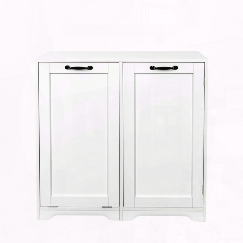 Laundry Cabinet with Tilt-Out Hamper and Adjustable Shelves, White