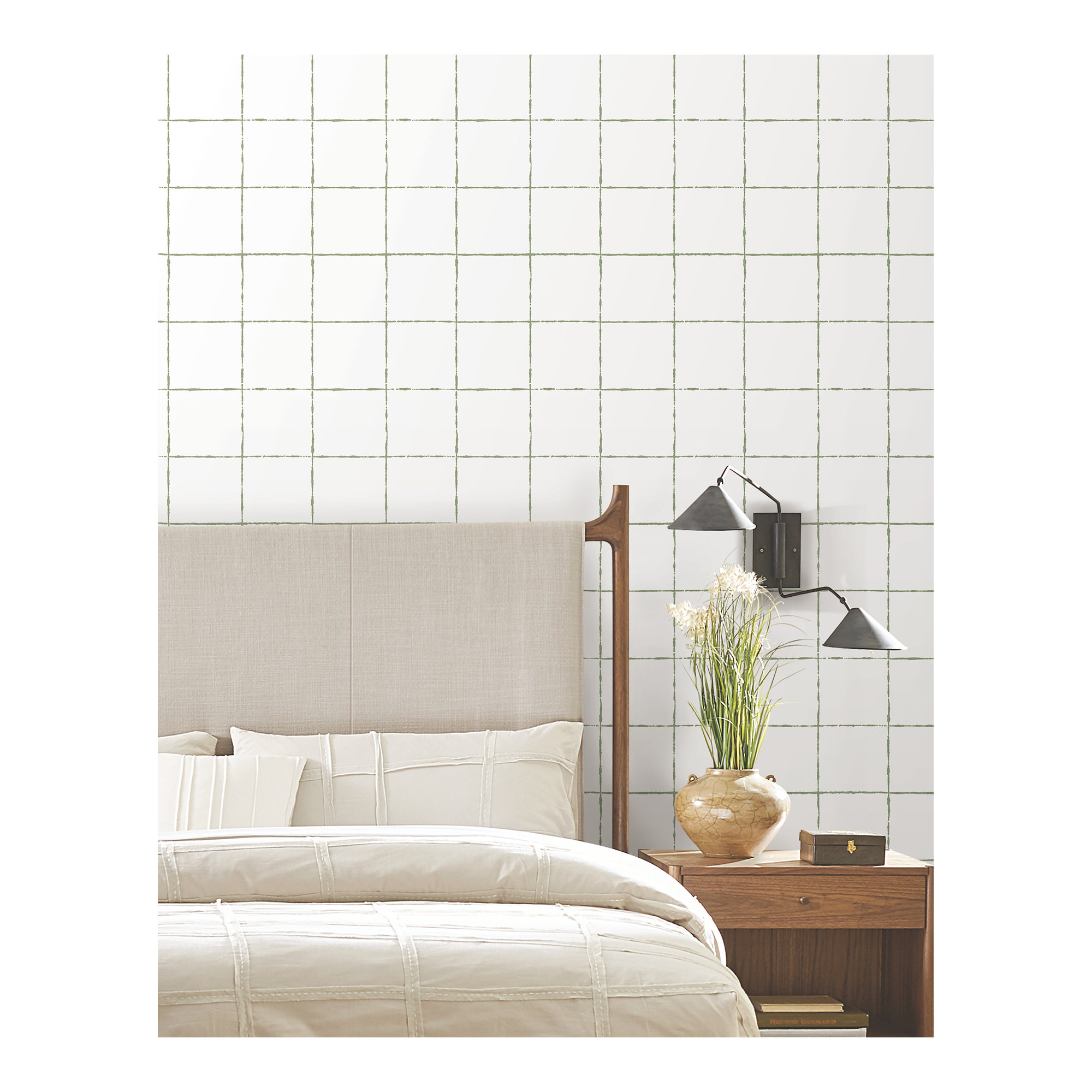 La Vitre Plaid Wallpaper, Green