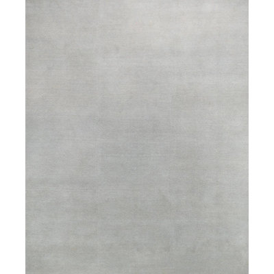 Tapis noué à la main en mohair 8 pi x 10 pi | Tapis moderne gris uni | Tapis en peluche minimaliste | Tapis de salon Ankara