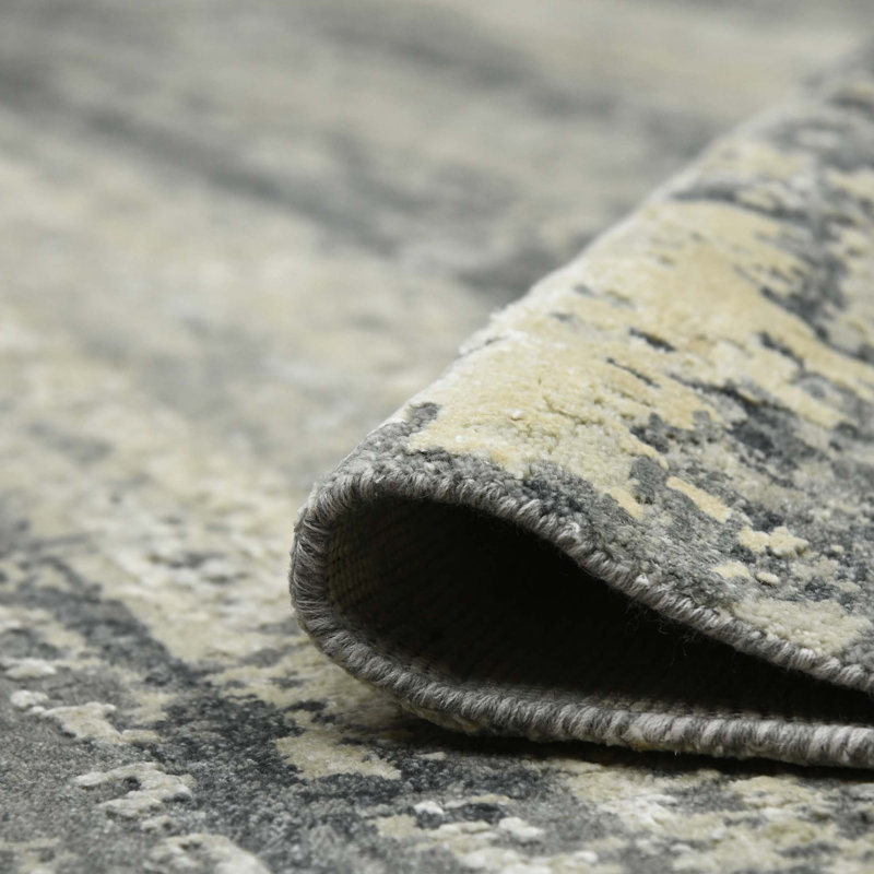Mystique Wool Abstract Area Rug in Gray, Rectangle 8' x 10'
