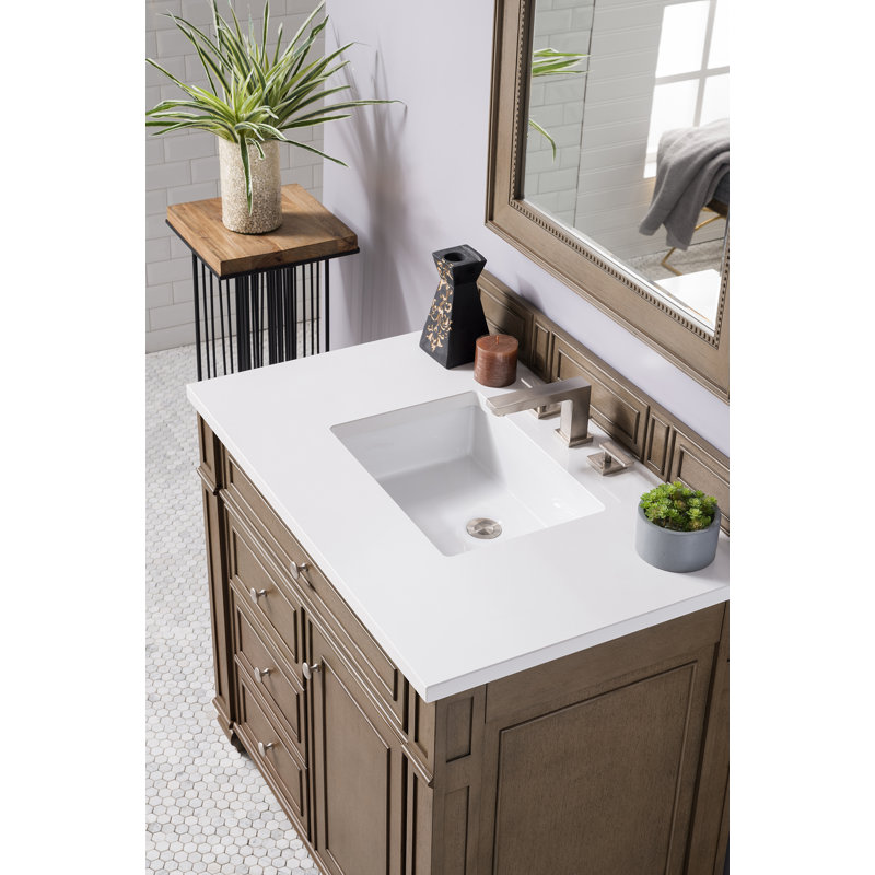 Bristol 36'' W Single Vanity, White Zeus, 8" Widespread, Whitewashed Walnut