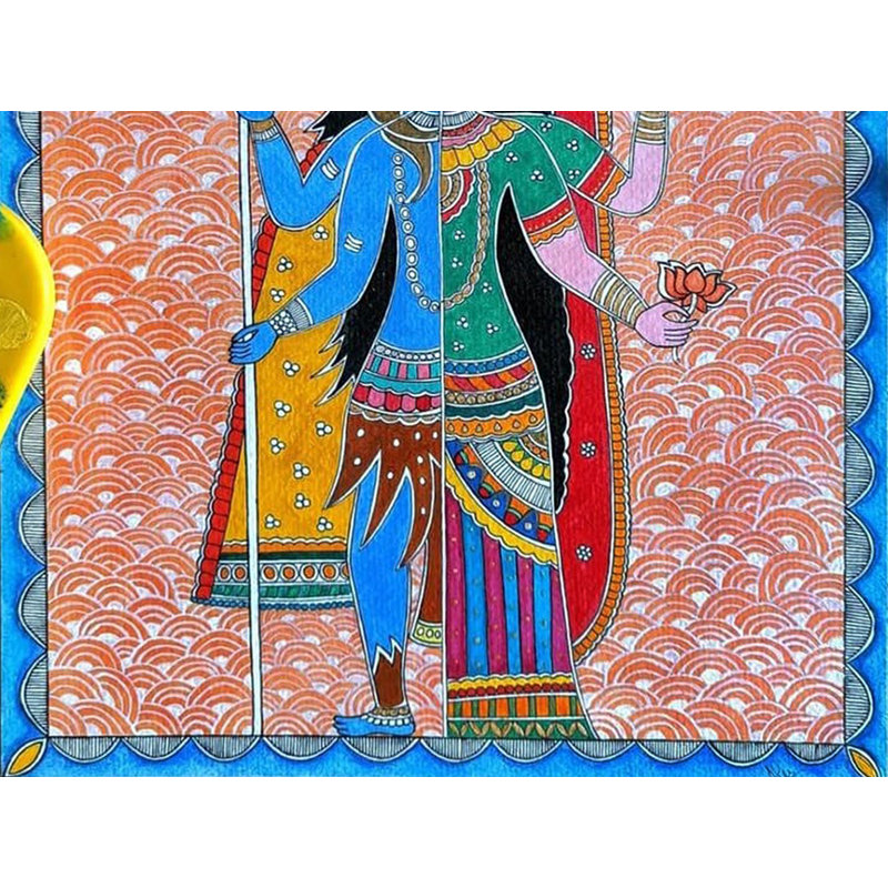 Symbole de l'union - Ardhanarishwar | Peinture sur papier | Par Anshu Tripathi