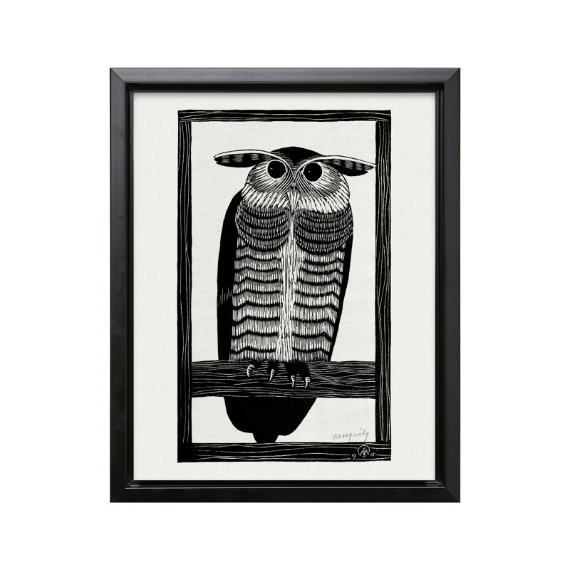 Chouette cornue, Black Framed, Canvas, 18"H x 24"W