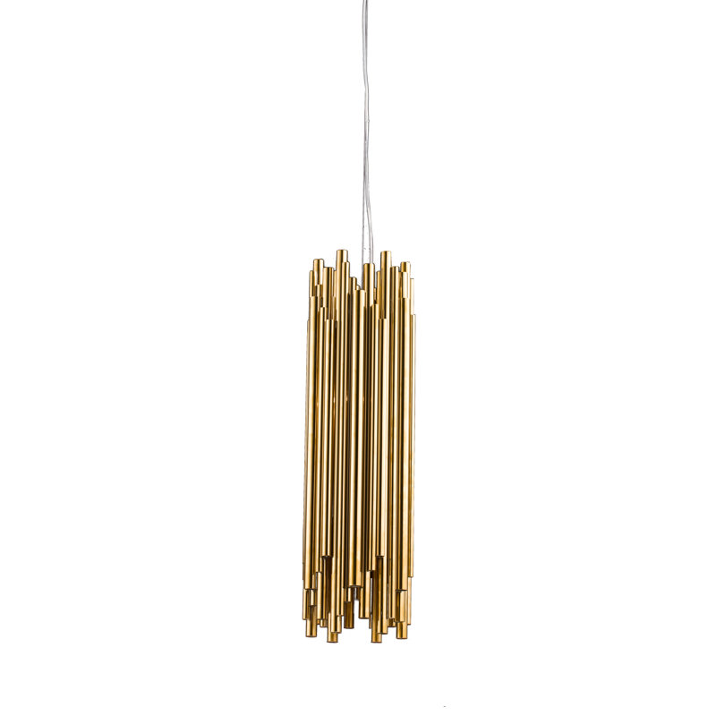1-Light Gold Stainless Steel Rod Single Pendant