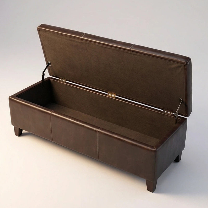 Banc de rangement rembourré l 50,25 po, Brun