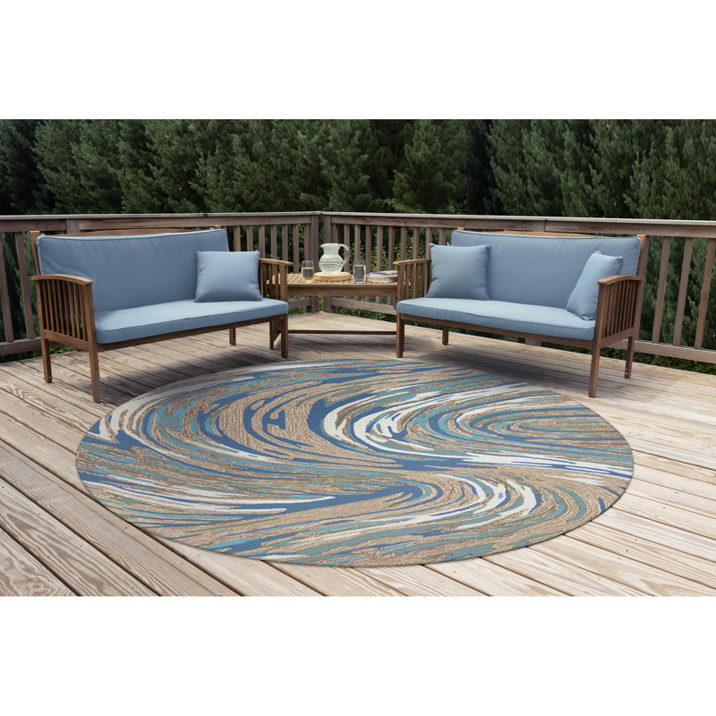 Tapis intérieur / extérieur Olutosin Big Wave, Rond 8 pi