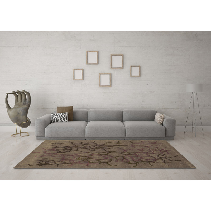 Washable Abstract Indoor Rug, Round 3'