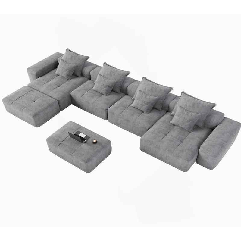 Canapé modulaire moderne surdimensionné avec coussins moelleux, 8 coussins, sans bricolage
