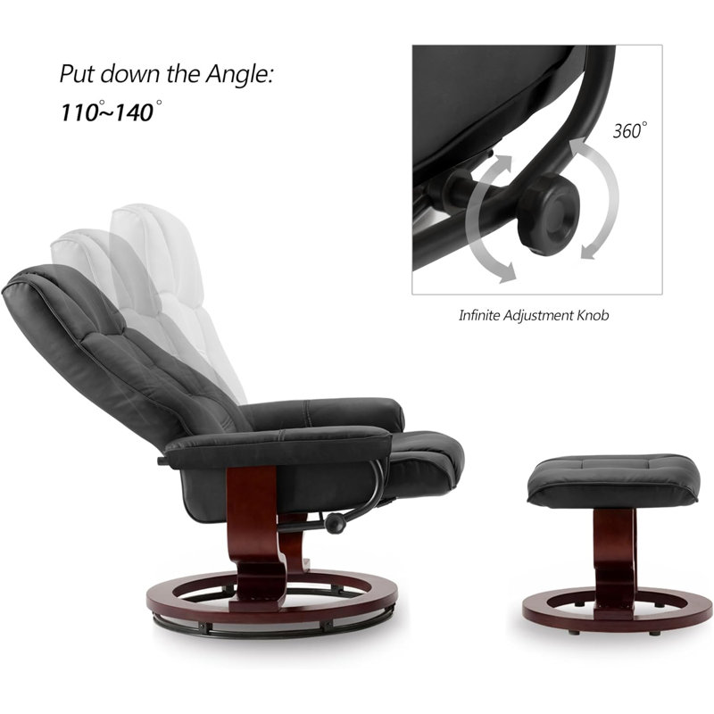 Fauteuil de bureau inclinable en cuir Odey, Similicuir noir