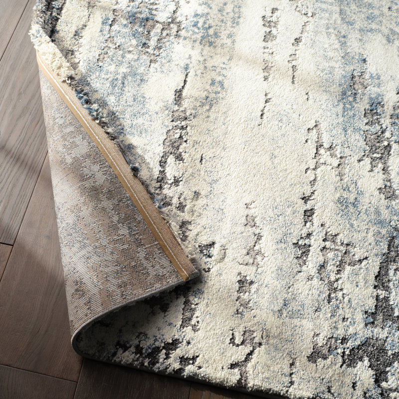 Ferris Benton FRR01 Abstract Blue/Gray Area Rug (3'X10'), Runner 3' x 10'