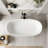 71'' Freestanding Tub Solid Surface Stone Resin Free Standing Soaking Bathtub with Overflow, Pop-up Drain, White