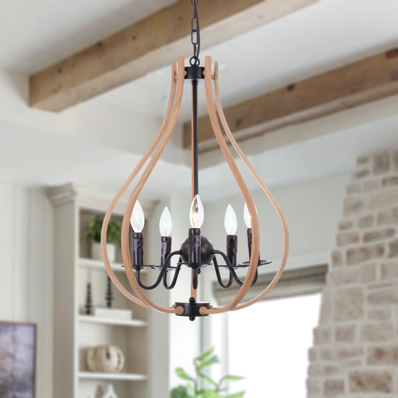 5 - Light Industrial Dimmable Candle Chandelier 