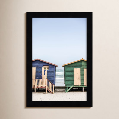 Blue and Green Huts by Shot by Clint Wood Framed Wall Art Print