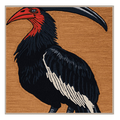 Washable Southern Ground Hornbill Wildlife Area Rug