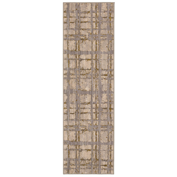 Etching Machine Woven Beige Area Rug