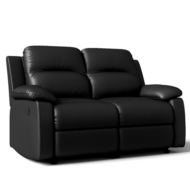 53.1" W Upholstered Manual Reclining Loveseat Sofa, Black