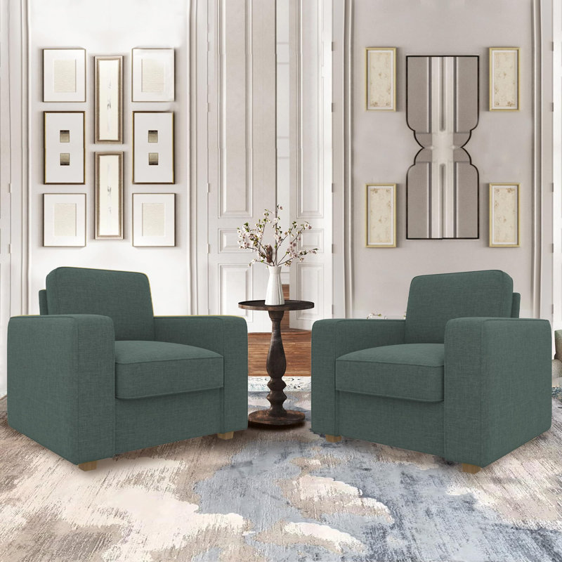 Fauteuil club de 36,5 po de largeur Hepler, Lin vert
