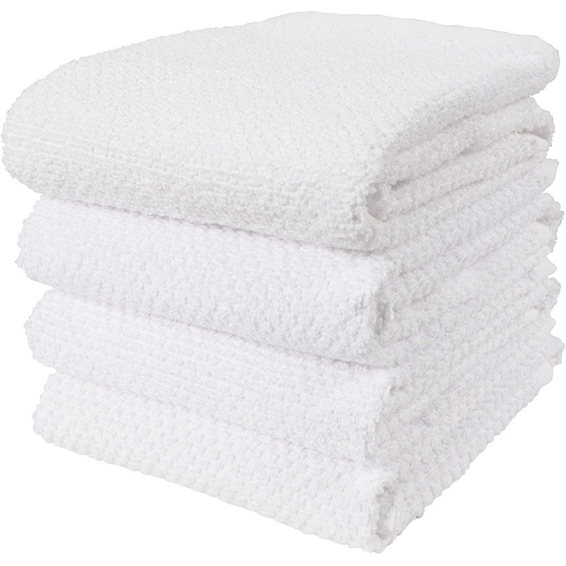 Popcorn Terry Towels, White