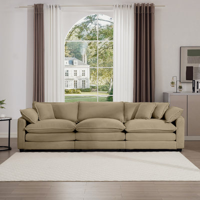 Canapé modulaire Mid-Century 3 places avec 2 accoudoirs et 3 coussins
