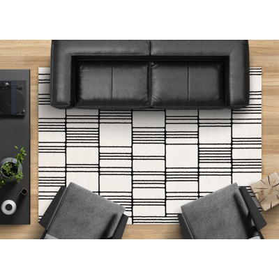 Tapis rayé blanc contemporain contemporain