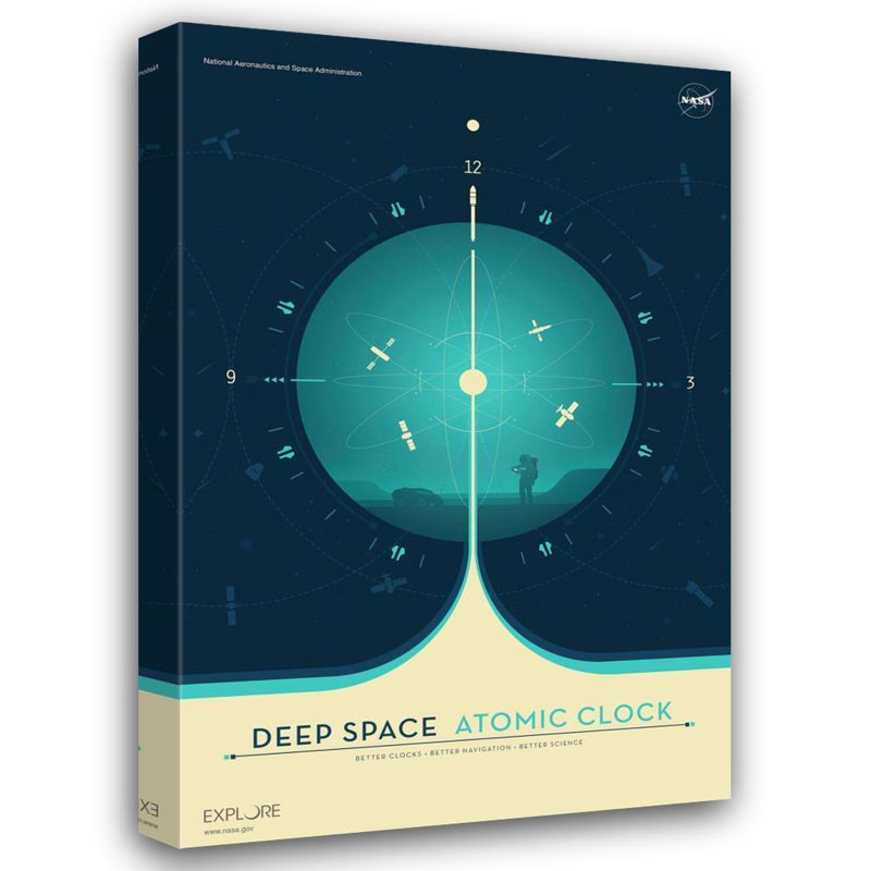 «Deep Space Atomic Clock Blue» par Nasa - Art mural sur toile tendue avec châssis, H 40 po x l 28 po