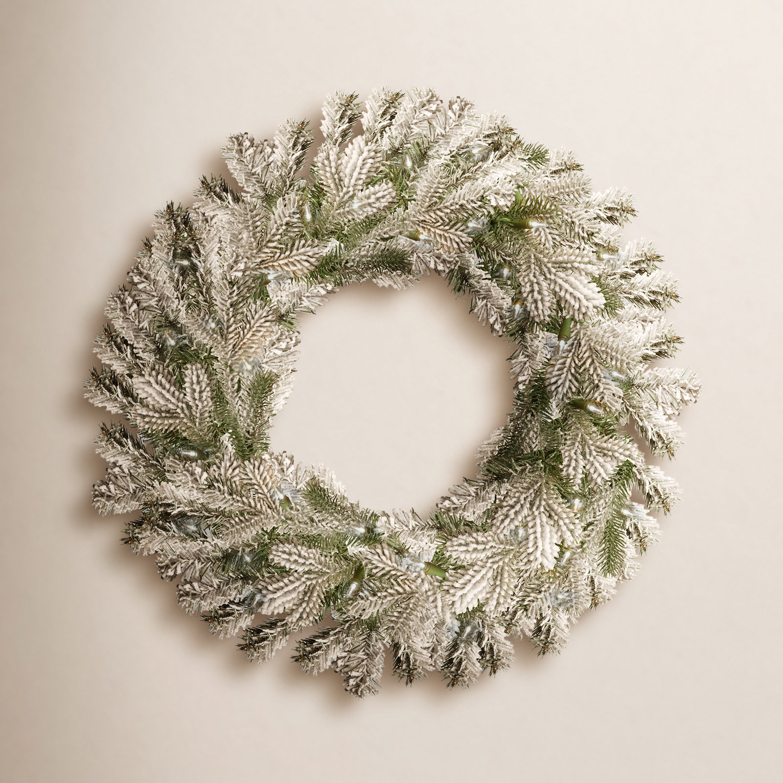 Frosted Pre-Lit Wreath, 30" H x 30" W x 5" D