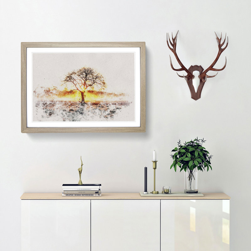 Sunlight Through the Oak Tree - Picture Frame Graphic Art Print, Oak Framed, 62cm H x 87cm W x 2cm D
