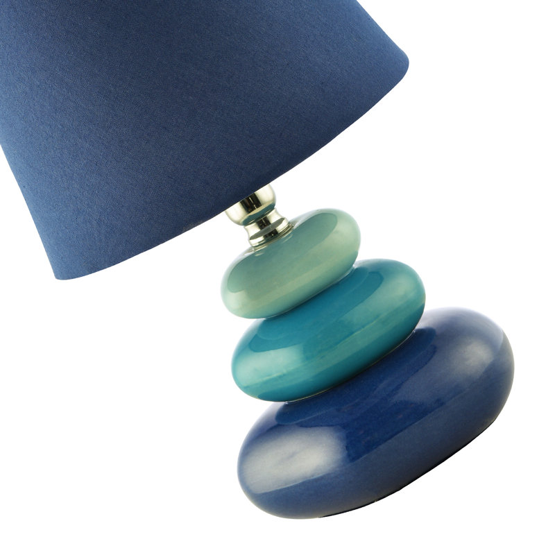 Ceramic Pebble Table Lamp With Midnight Blue Teal And Duck Egg By