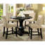 2 chaises de salle à manger rembourrées en chenille, noir antique et beige, motif de dossier à volutes, bouton, bois massif pour salle à manger beige de 2, décoration,