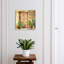 Wall mounted key box, Opens to the left, 30x30x5, White, Wooden door with plants in clay pots, 