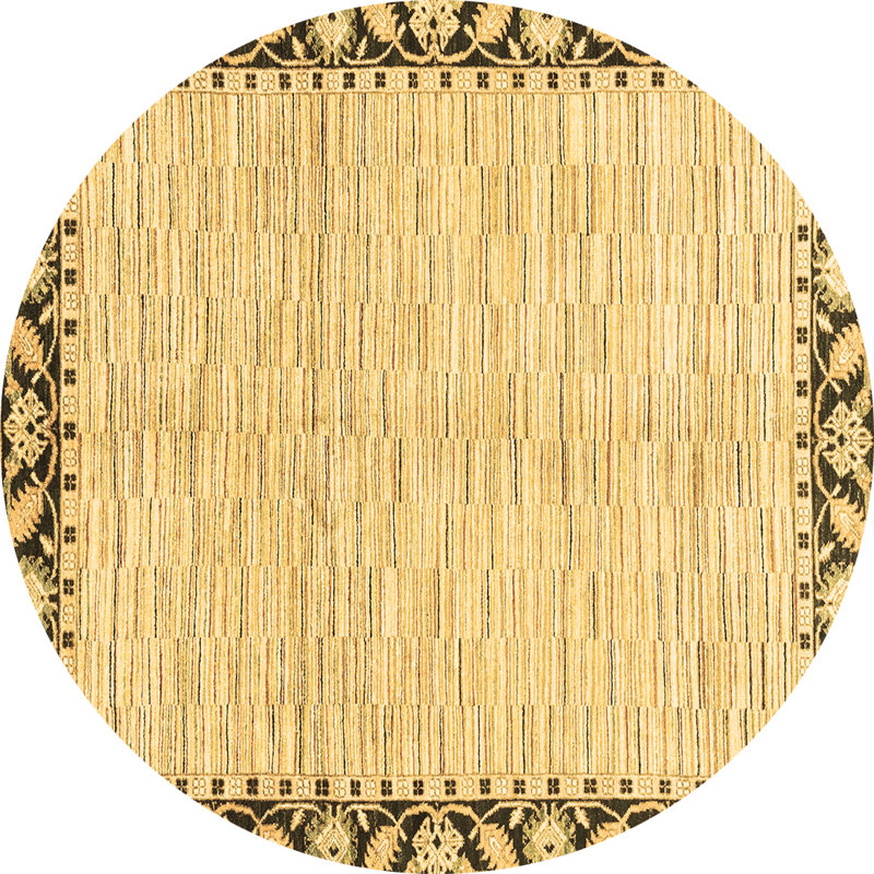 Tapis rond en laine / polyester tissé à la machine de 4 pi en brun