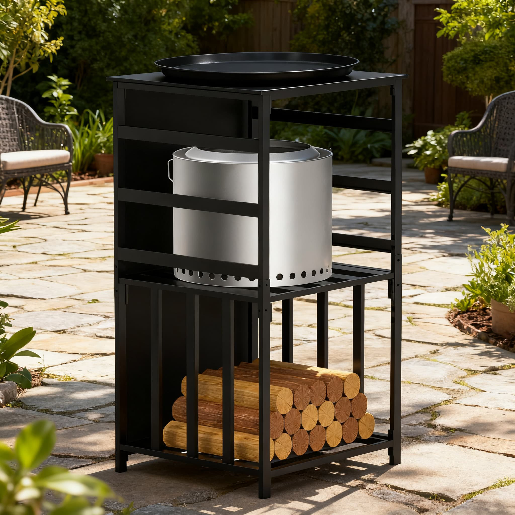 17 Stories Heavy-Duty Firewood Storage Rack With Adjustable Shelves ...