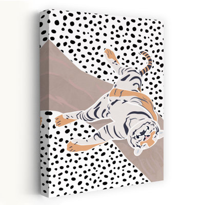 Tigre blanc relax, style abstrait moderne, affiche murale