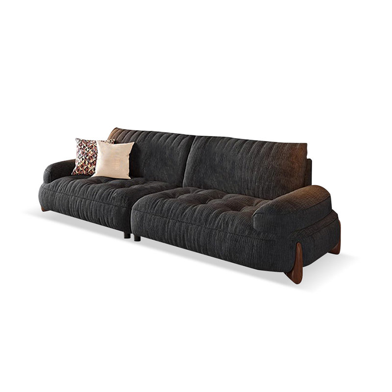 Black Chenille Modular Sofa, 35.43" H x 102.36" W x 42.13" D, 3