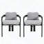 Chaises de salle à manger en aluminium pour l'extérieur avec coussins gris, ensemble de 2-1739915649